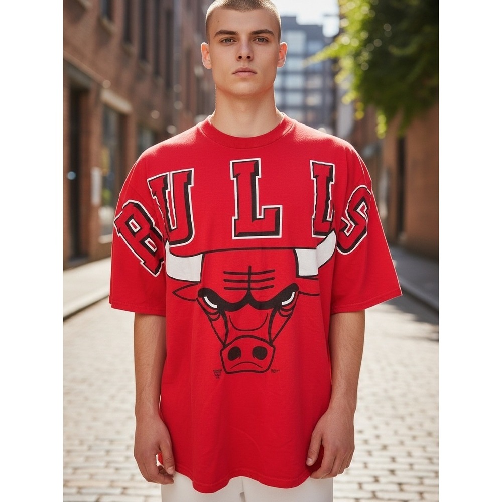 Vtg 1994 Chicago Bulls T Shirt  Magic Johnson Originals Big Face Wrapped XL